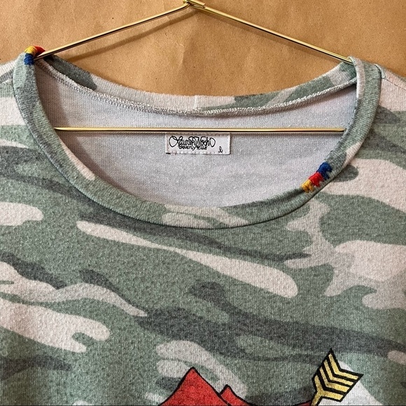 Lauren Moshi | Simone Love More Rose Camo Crew Neck Pullover Sweatshirt Size L - Picture 4 of 11